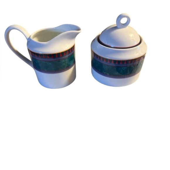 Mikasa La Scala 3-Piece Creamer and Sugar Bowl with Lid Fine China, M5111 - Picture 1 of 6